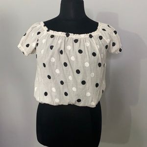 OFF THE SHOULDER POLKA DOT CROP TOP PLUS SIZE 1X